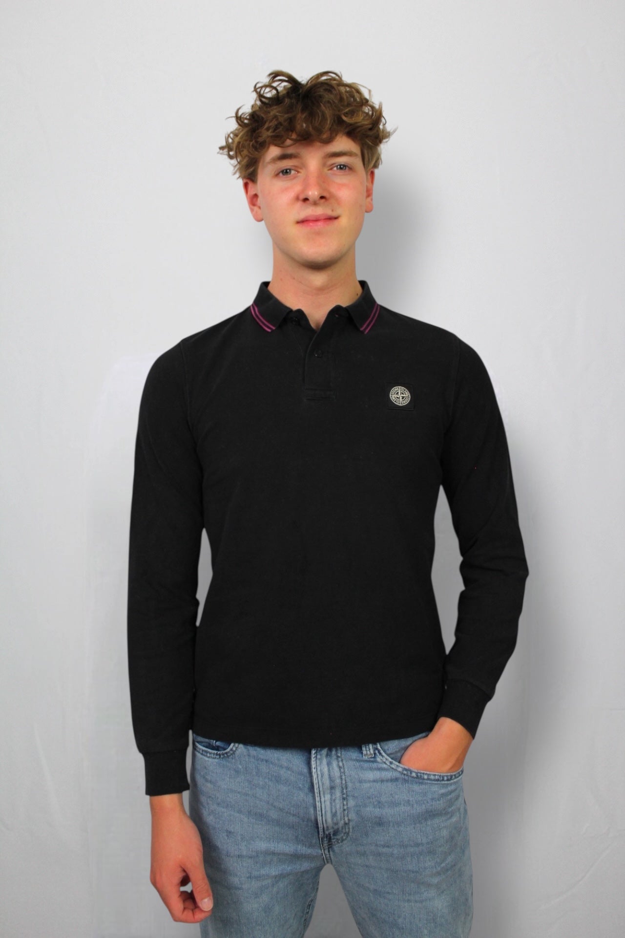 Zwarte stone island polo maat S
