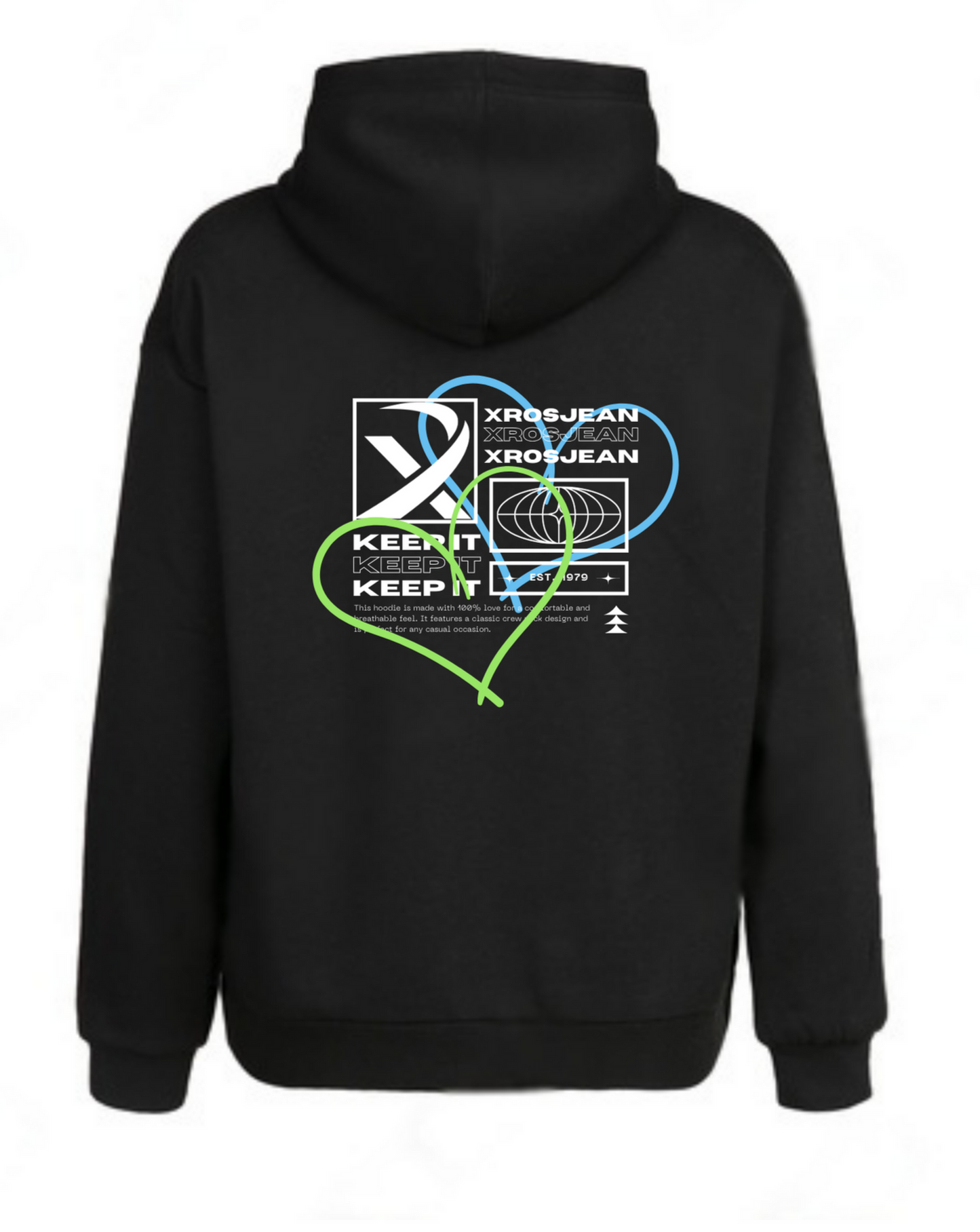 Black Xrosjean "hearts" Hoodie - Xrosjean