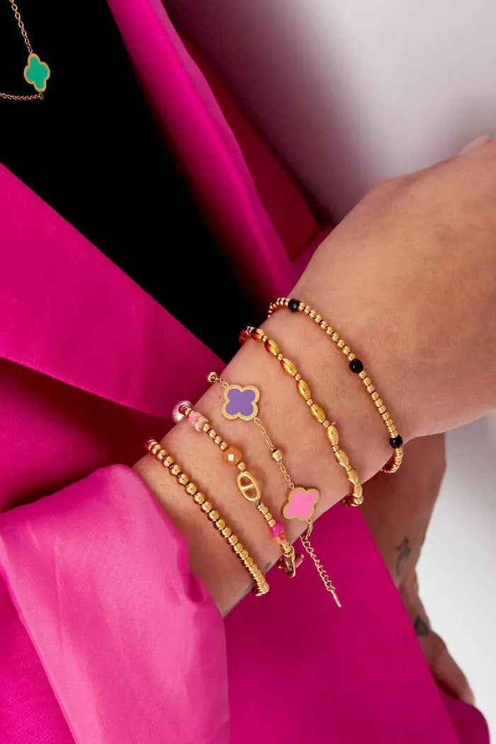 Bracelet three clovers Lavender Stainless Steel - Xrosjean