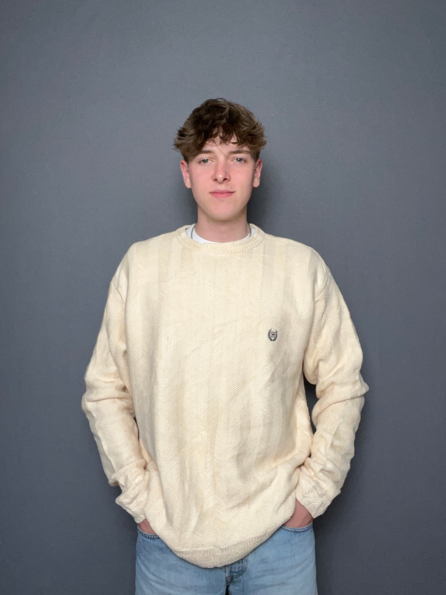 White Chaps Round Neck Sweater