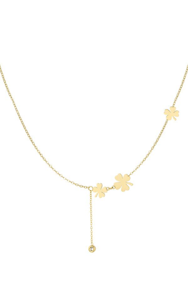 Clover women necklace stainless steel - Silver & Gold