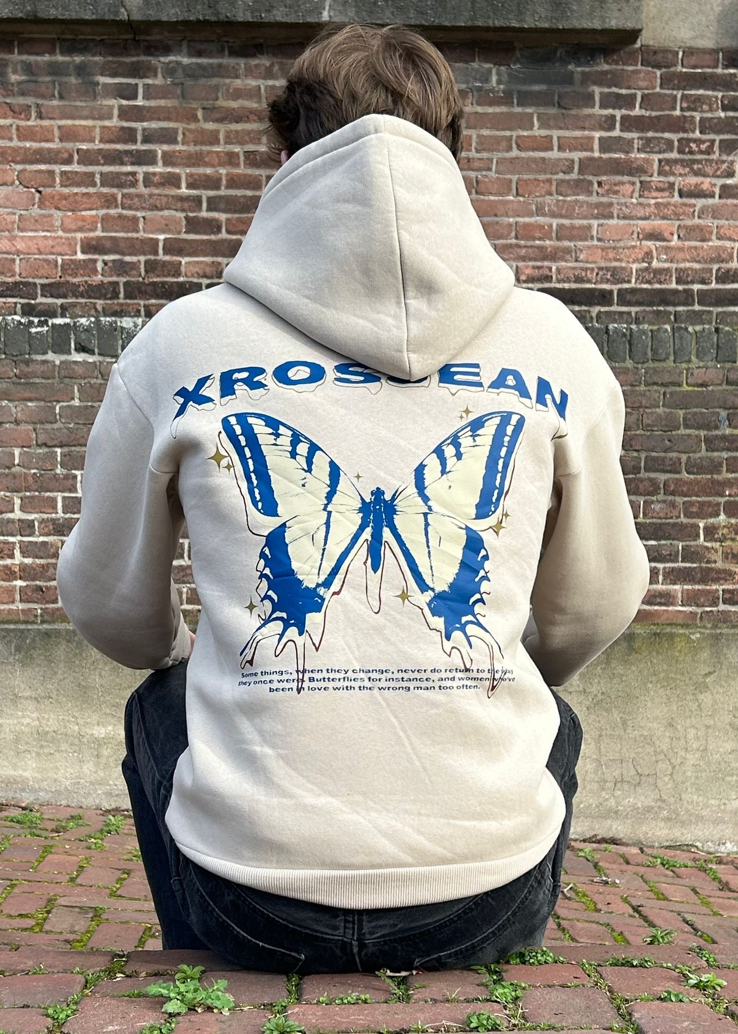 Beige Xrosjean “Butterfly” Hoodie - Xrosjean