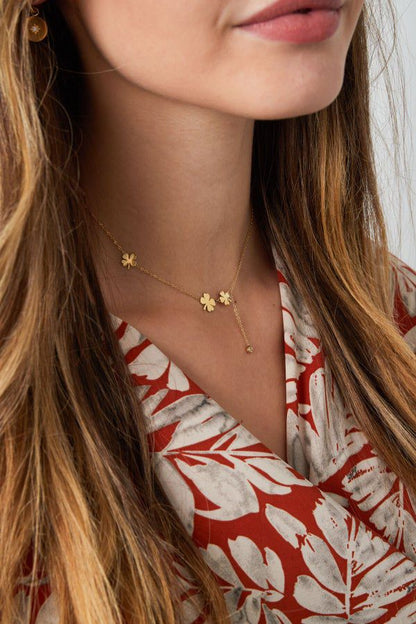 Clover women necklace stainless steel - Silver & Gold