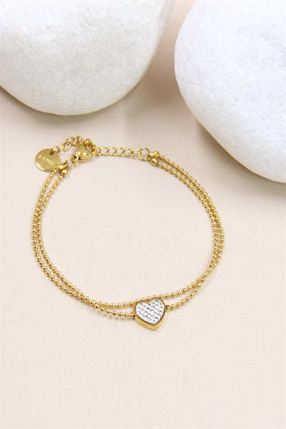 Gouden hart armband in roestvrij staal - Zilver & Goud