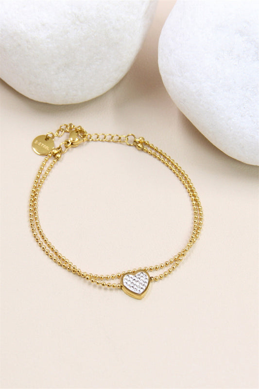 Gold heart bracelet in stainless steel - Silver & Gold