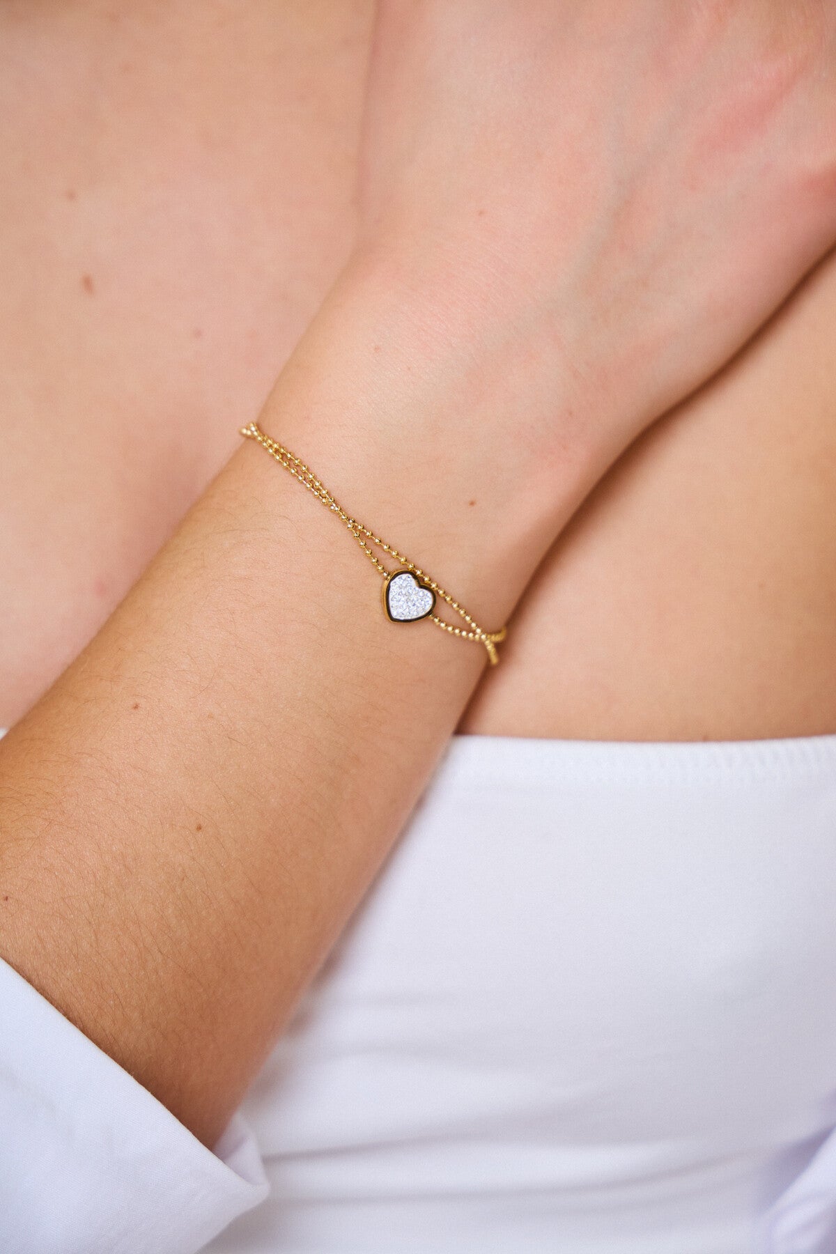 Gouden hart armband in roestvrij staal - Zilver & Goud